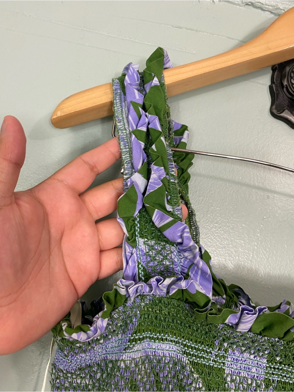Farm Rio Tropical Swing Smocked Sleeveless Midi Dress Green Purple XL Pineapple - Picture 5 of 8